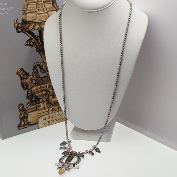 Stella & Dot Silver Black Abstract Owl Pendant Necklace - Picture 5 of 7